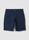 Blue stretch cotton five-pocket Bermuda shorts_4