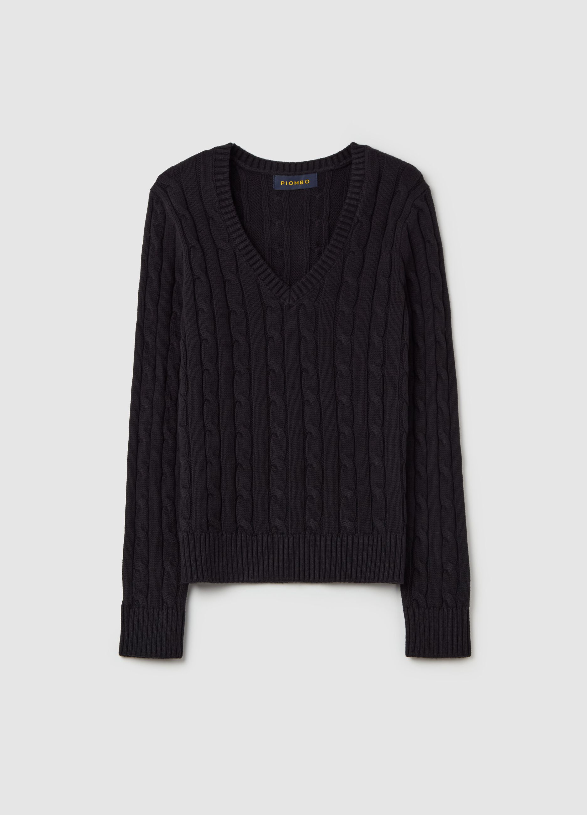 Pullover a trecce con scollo a V