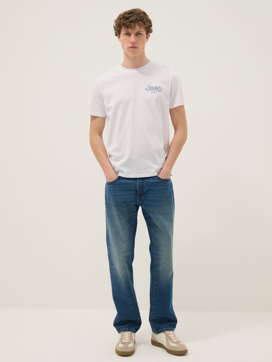 T-shirt bianca in puro cotone con logo Jeep regular fit_1