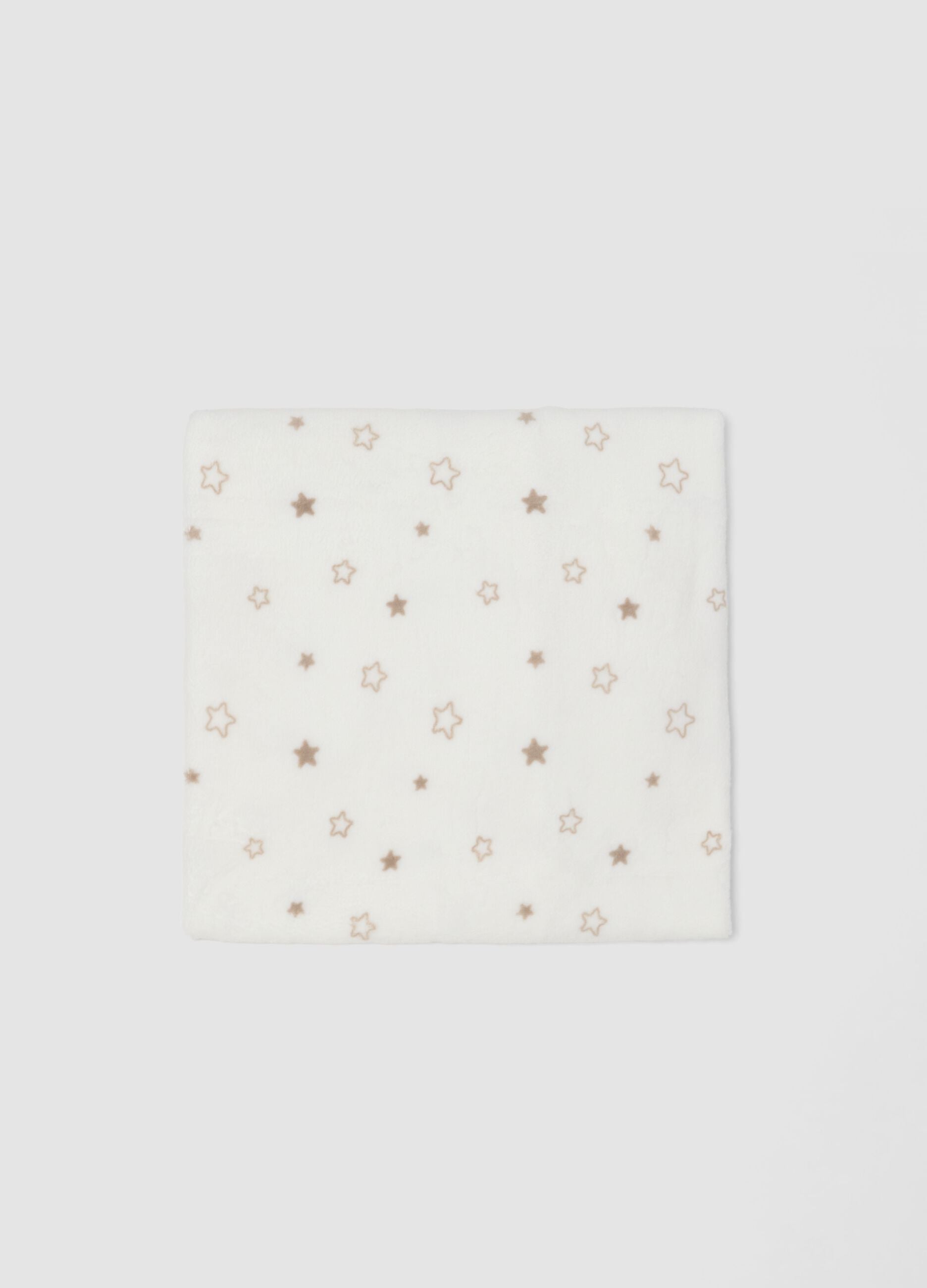 White star-print cot blanket with faux-fur feel