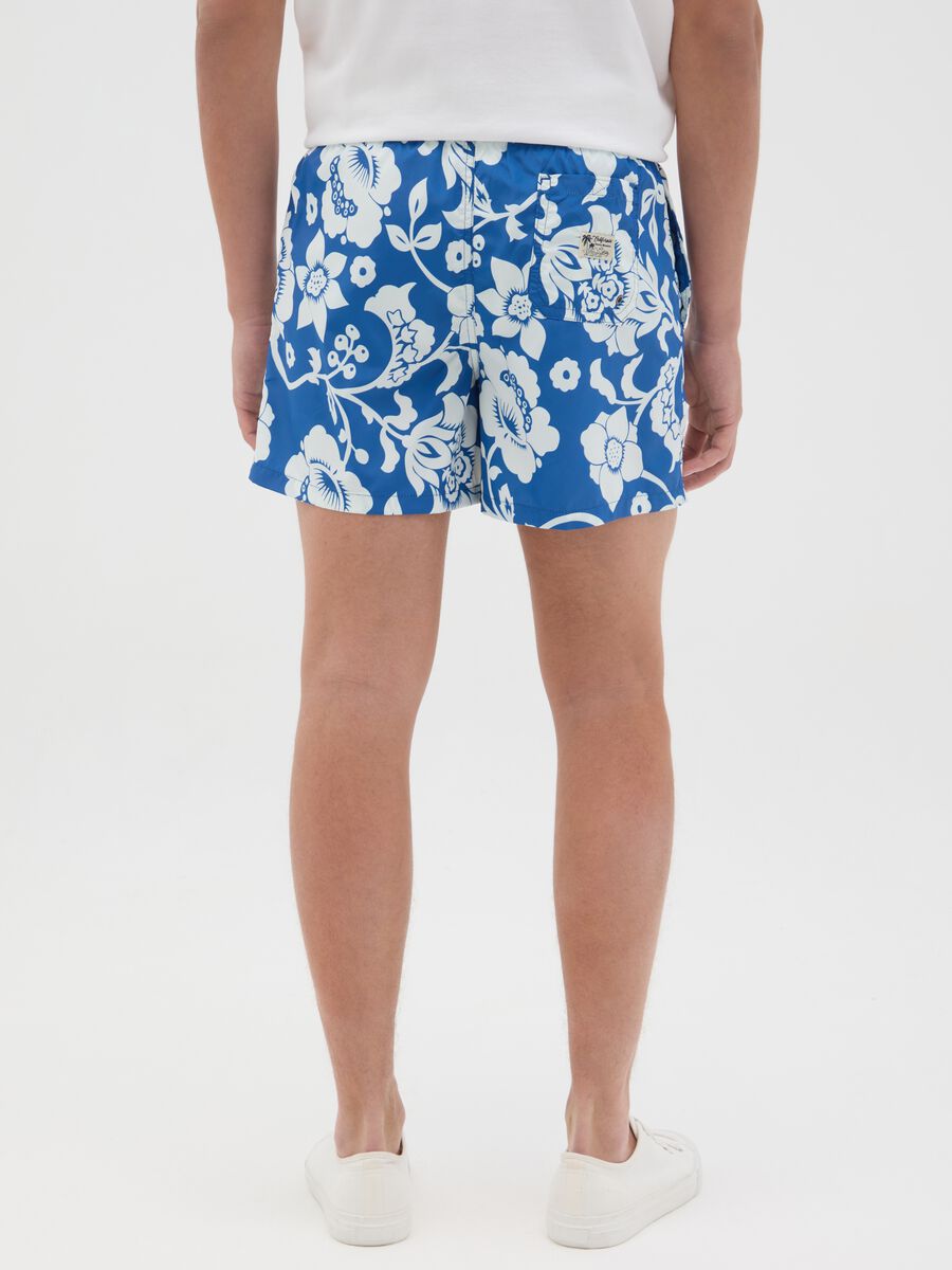 Blue floral print swimming trunks_3