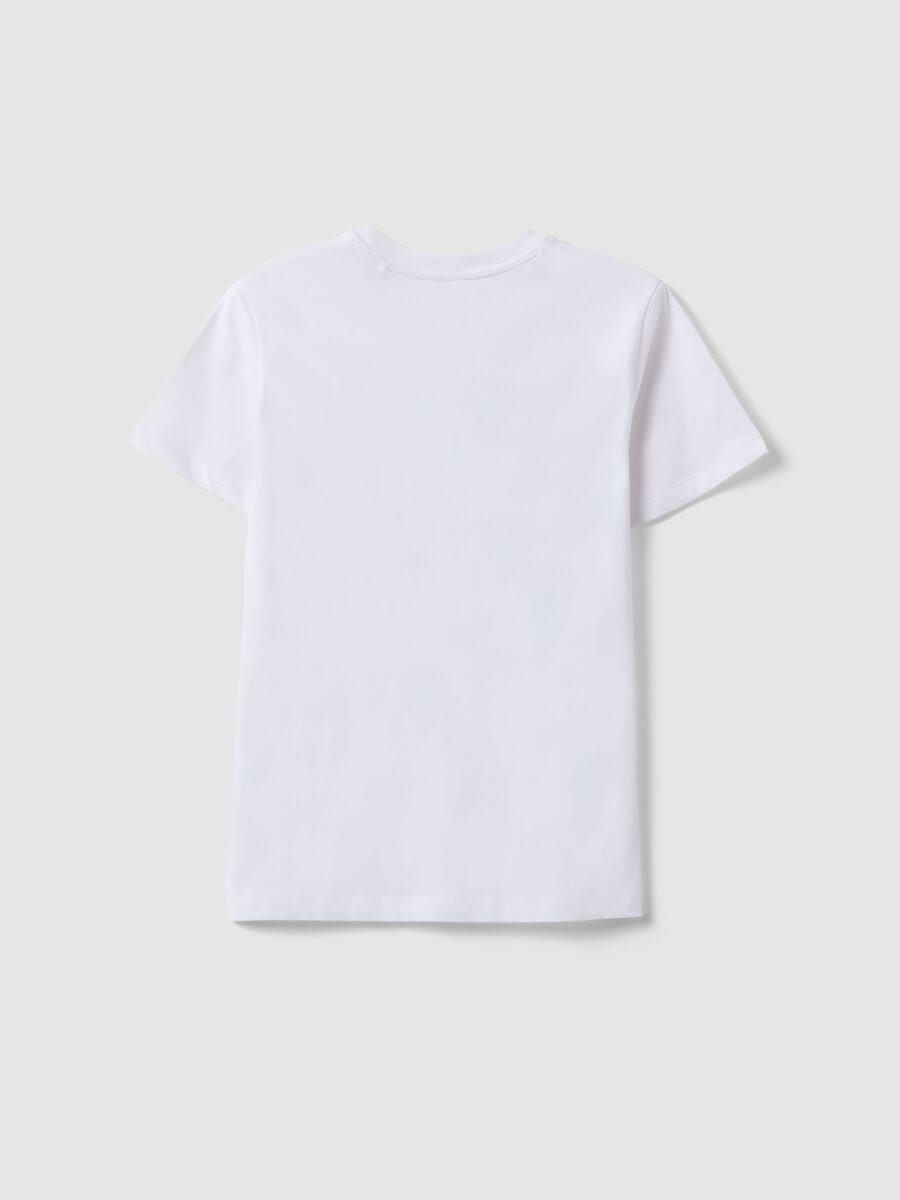 Boy's white pure cotton regular fit T-shirt with print_4