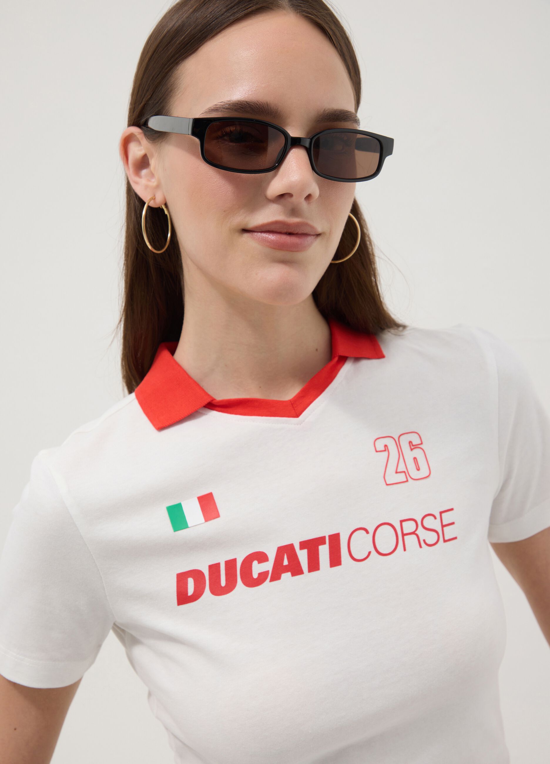Multicolour pure cotton regular fit T-shirt with Ducati print