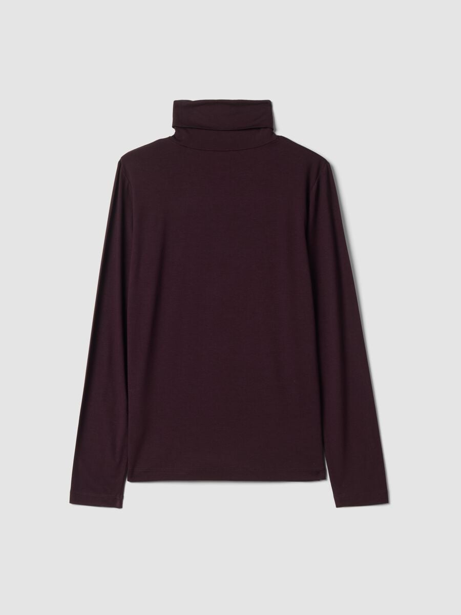 Maglia viola in viscosa elasticizzata con colletto rialzato regular fit_6