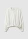 Oversized white cotton blend sweatshirt with V-neck_4