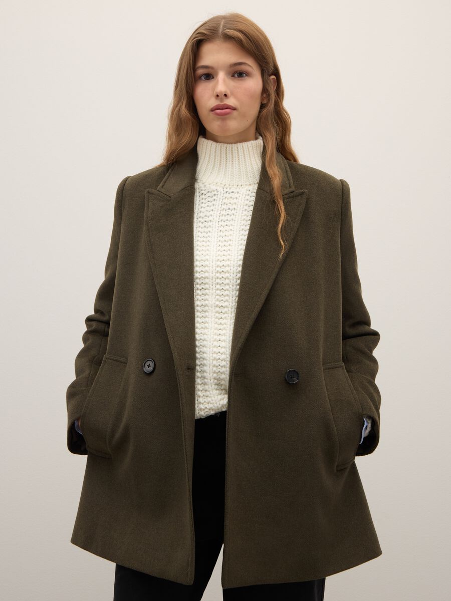 Cappotto doppiopetto verdescuro regular fit_1
