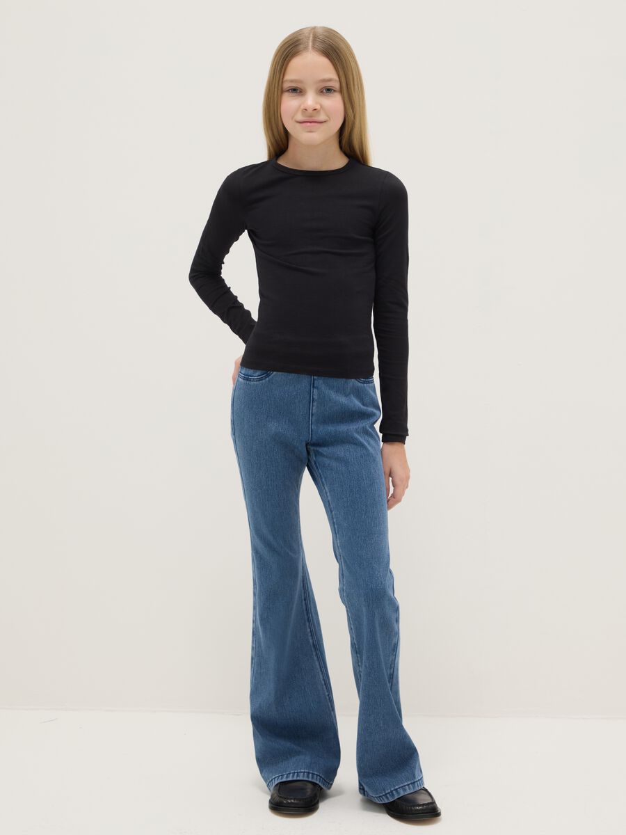 Jeans in denim blu flare fit per ragazza_0