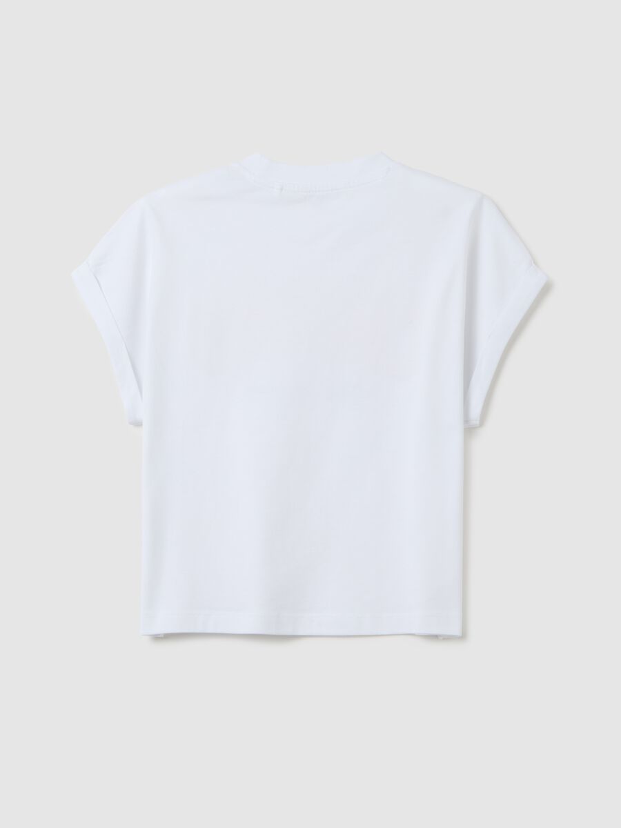 T-shirt da ragazze in puro cotone bianca boxy fit_4