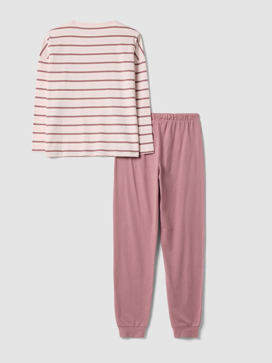 Pink pure organic cotton striped crew-neck pyjamas_6
