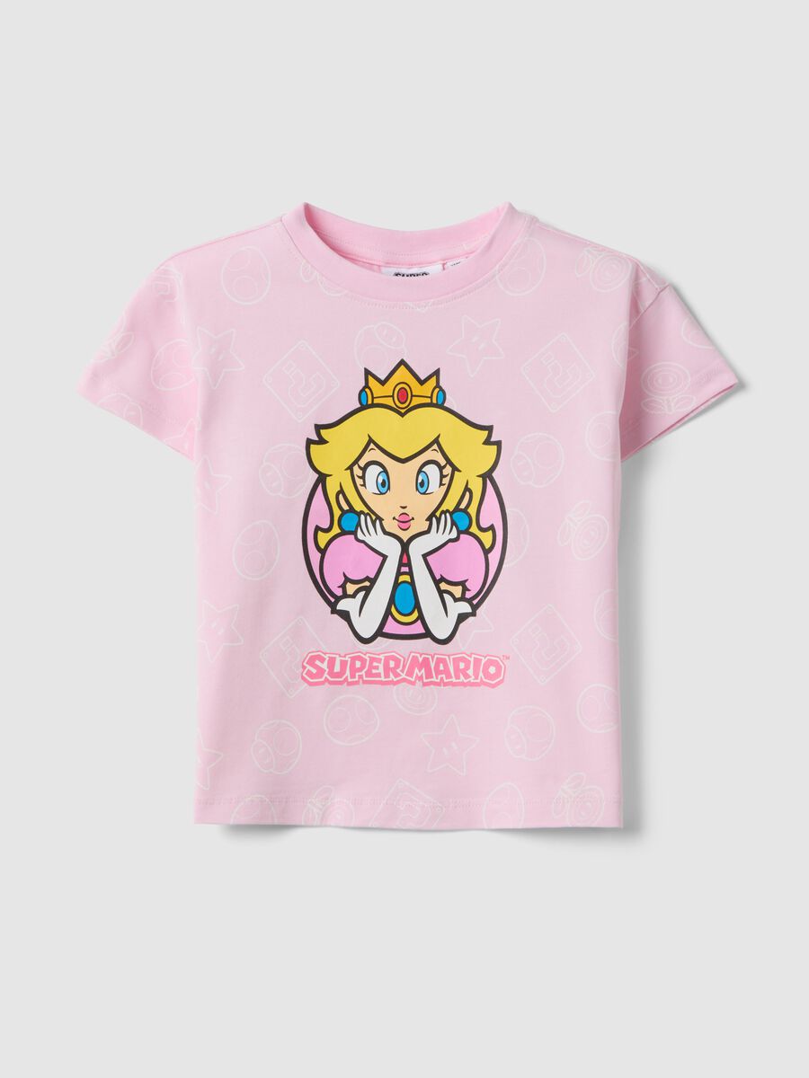 Pink Stretch Cotton Girls T-shirt Regular Fit with Peach_0