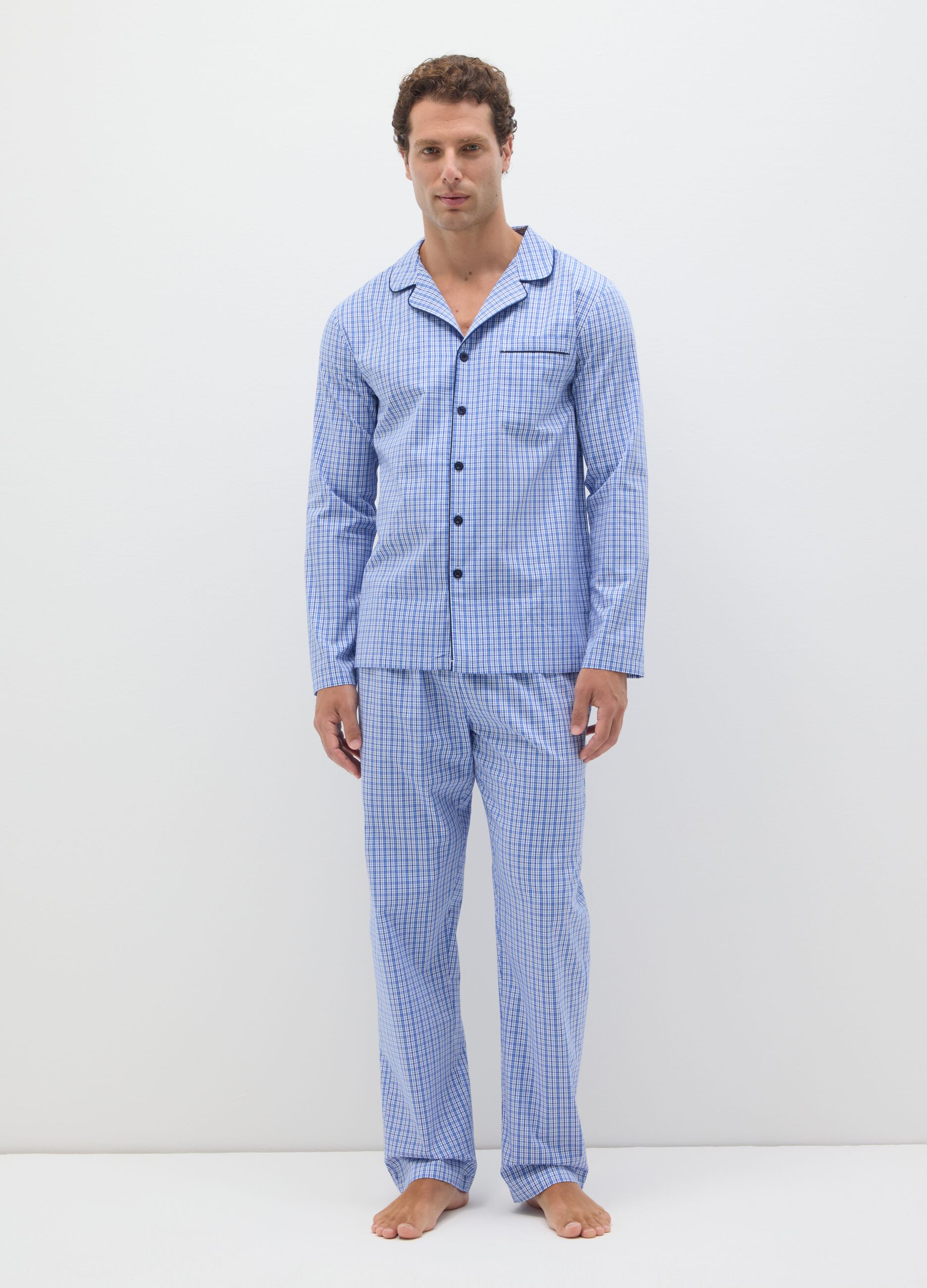 Multicolour pure cotton pyjamas with regular fit