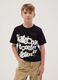Boy's black pure cotton regular fit T-shirt with print_0