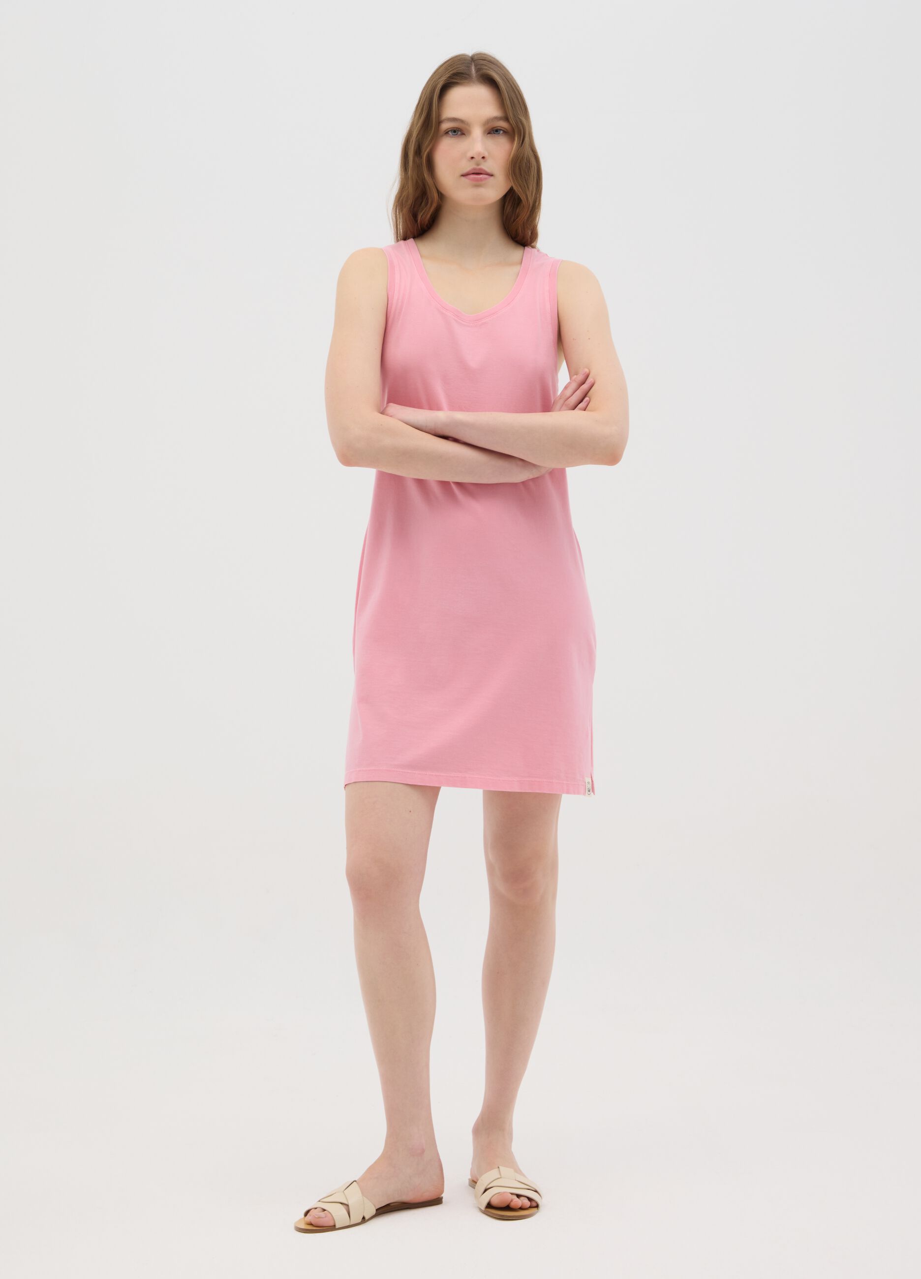Abito rosa da donna in puro cotone italiano