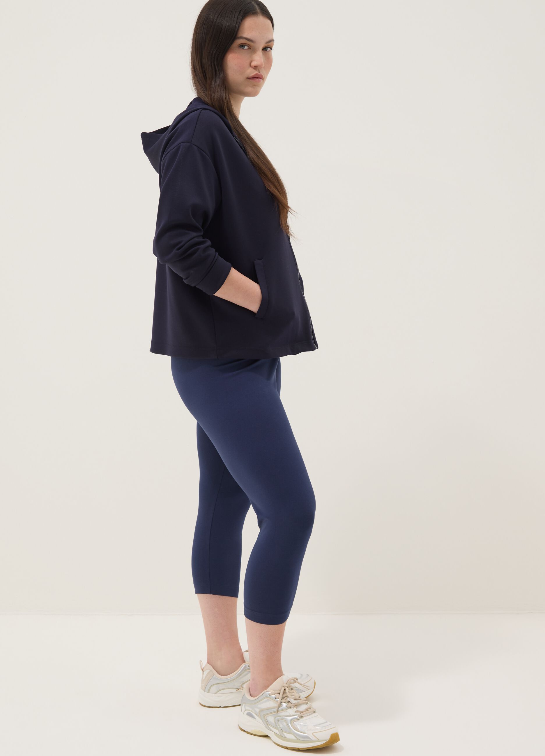 Leggings blu in cotone elasticizzato skinny fit