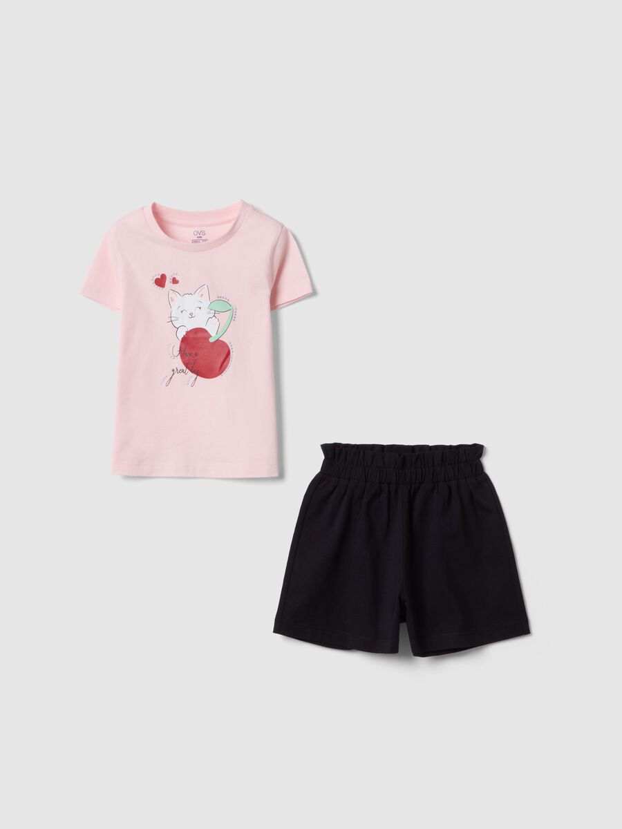Set maglia shorts in puro cotone multicolor da bambina regular fit_0