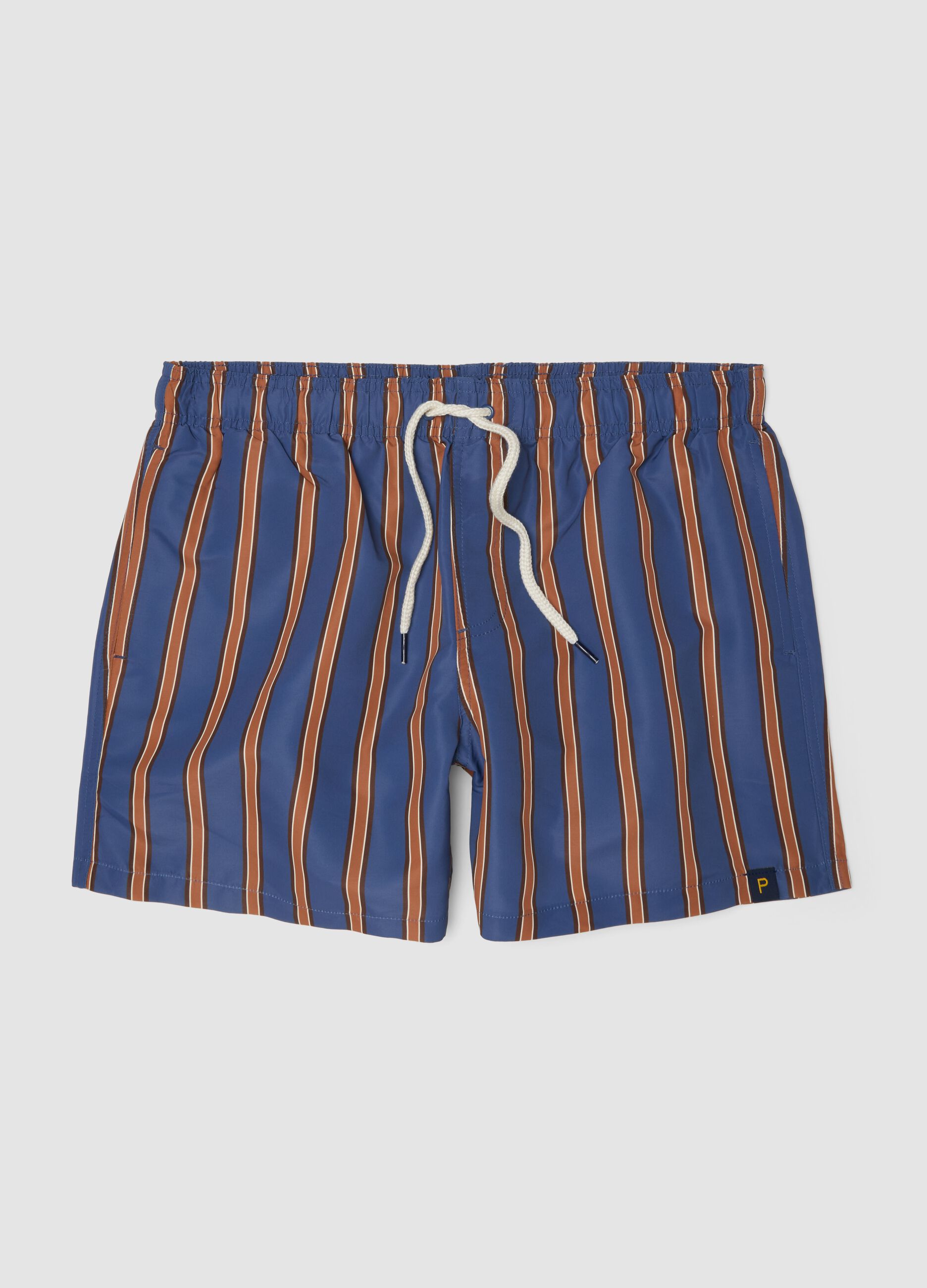 Blue striped swim shorts