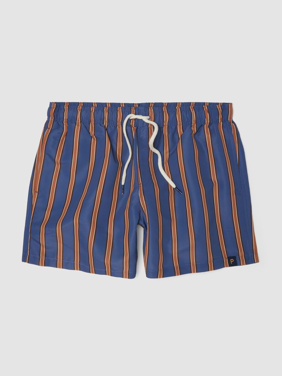 Blue striped swim shorts_0