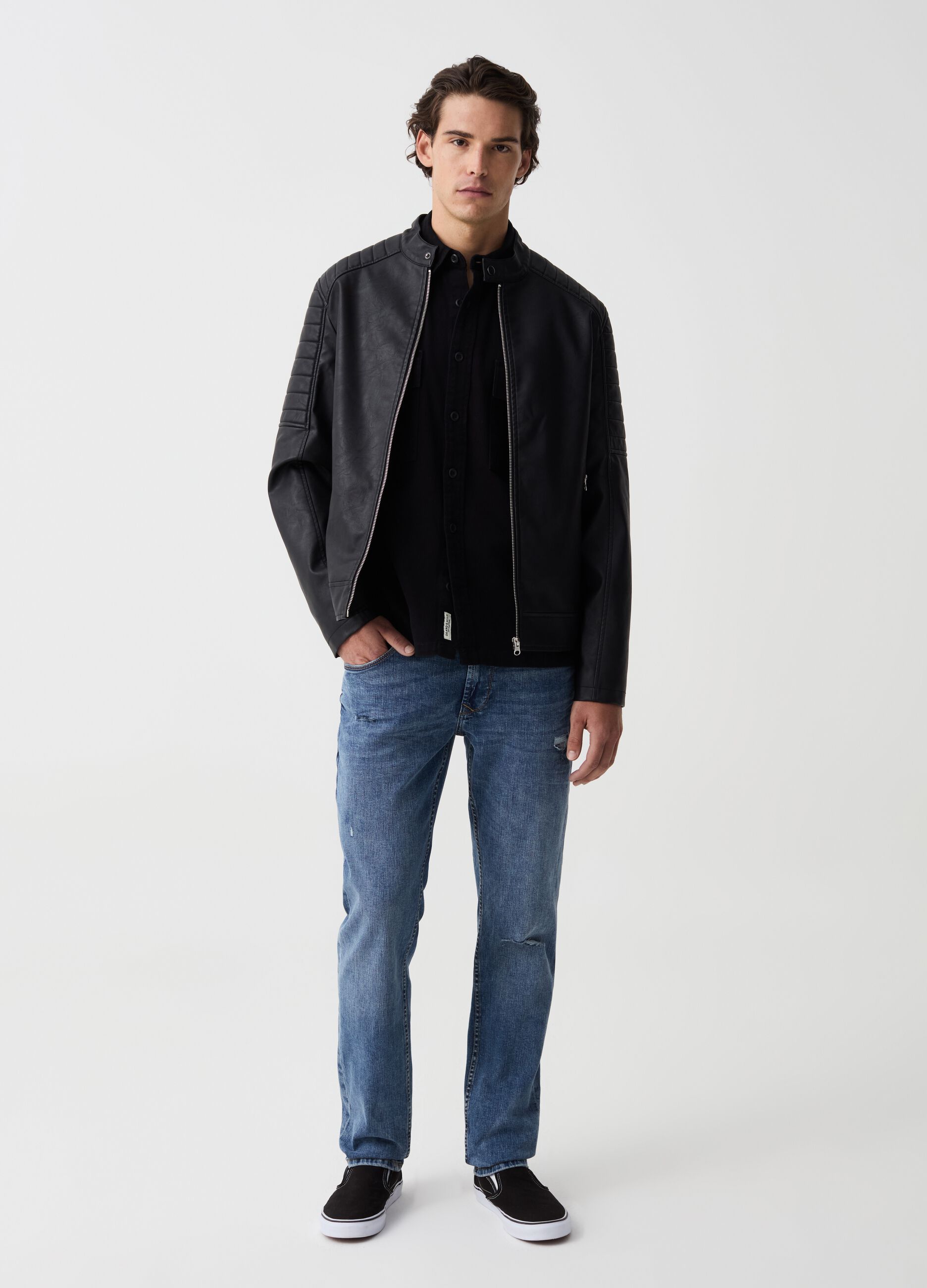 Ovs Giacca biker effetto lucido con zip