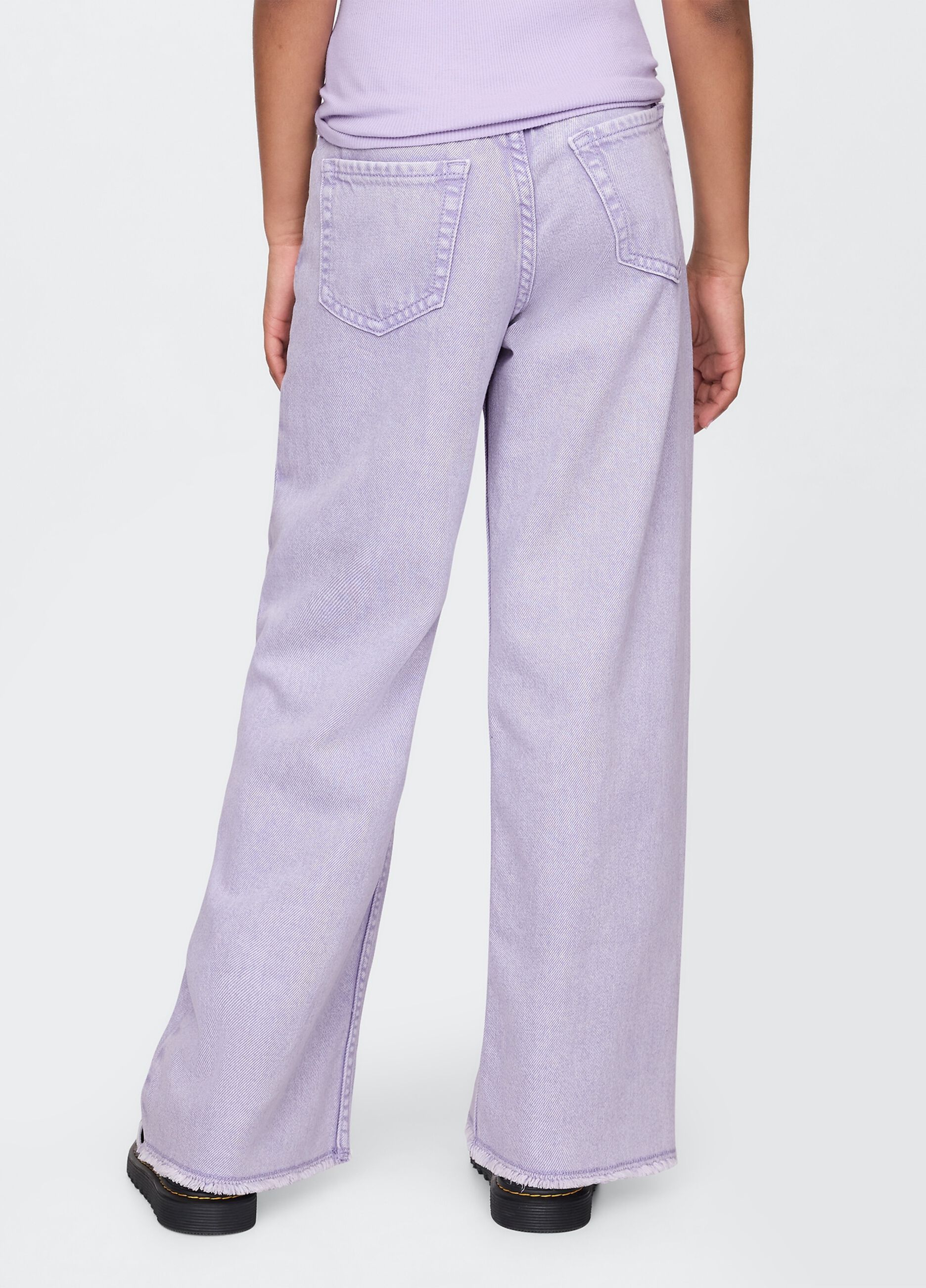 Purple wide leg jeans in cotton and Lyocell