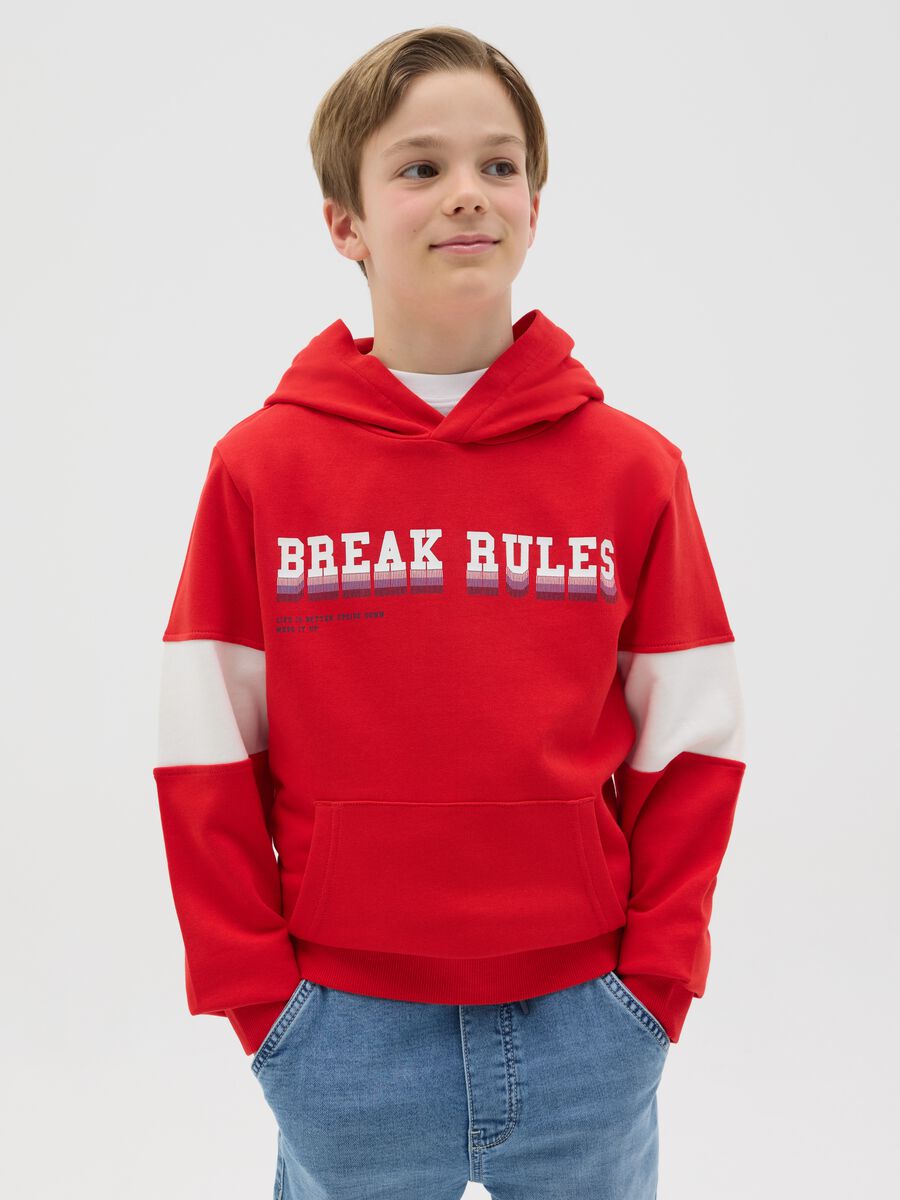 Sweatshirt with hood and "Break Rules" print_0