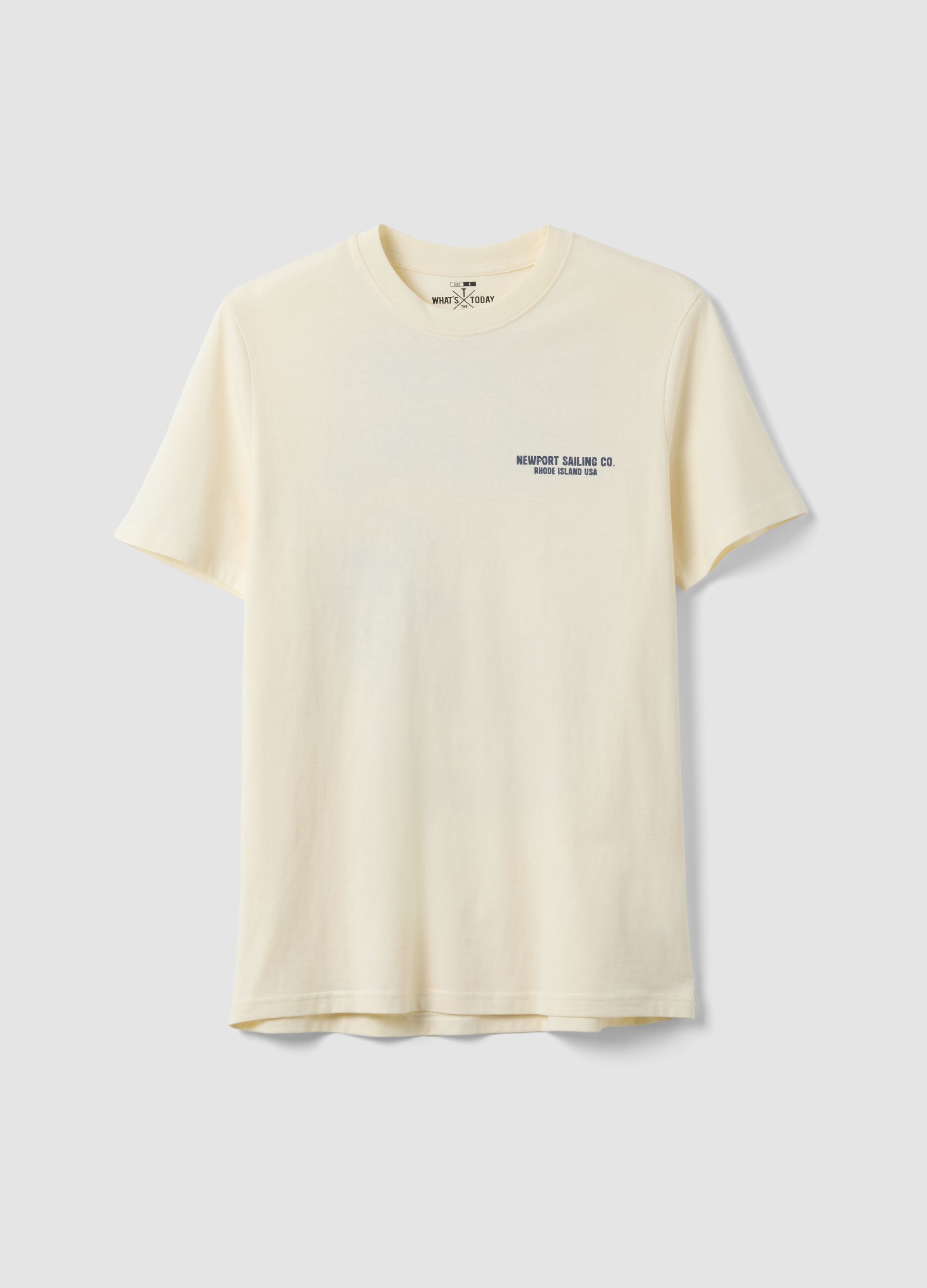 Beige pure cotton regular-fit T-shirt with nautical print