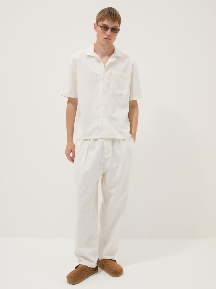 White linen-cotton blend shirt_2