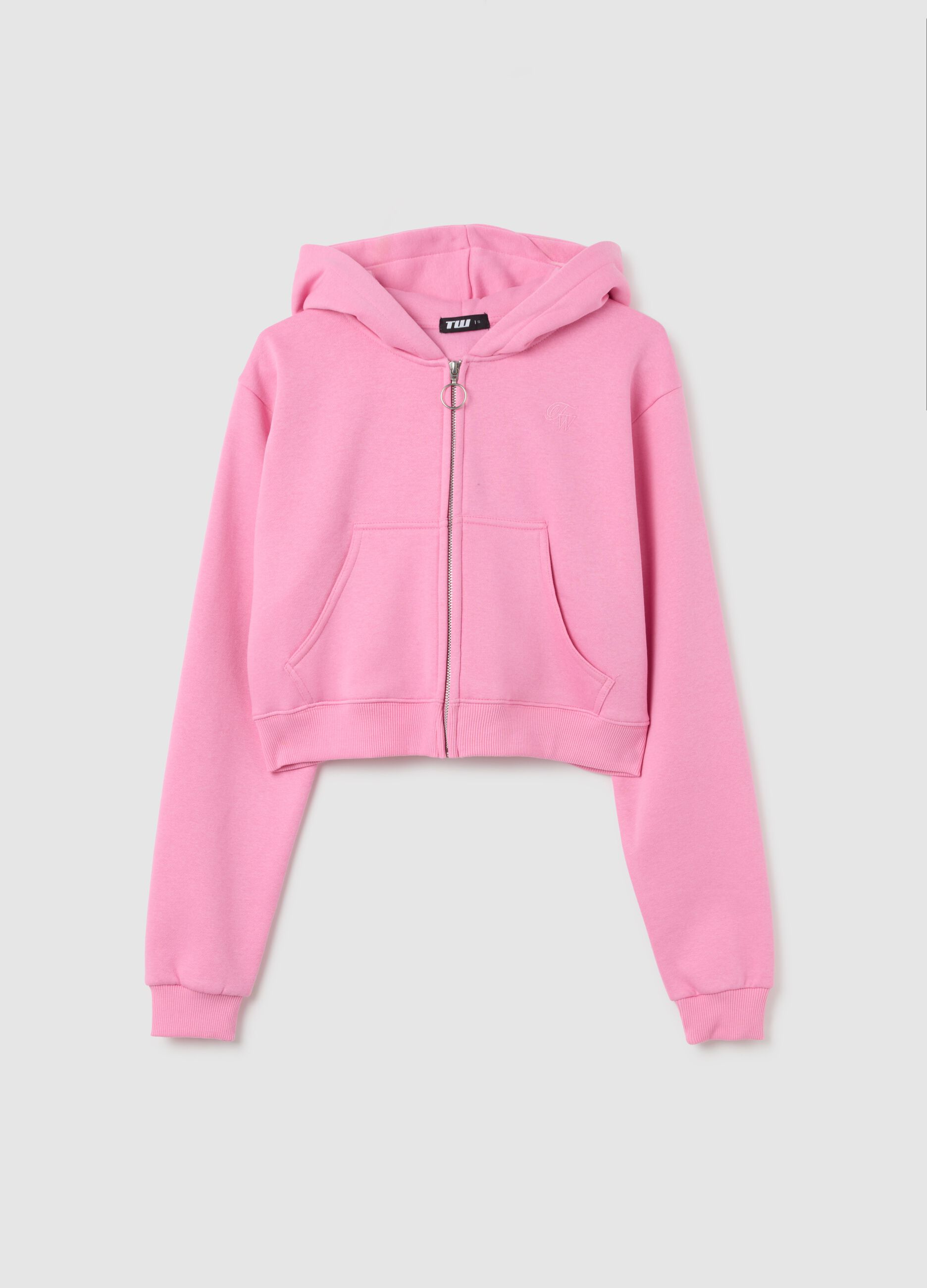 Women's pink cotton-blend cropped sweatshirt