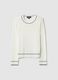 White crew neck sweater regular fit with contrasting details_4