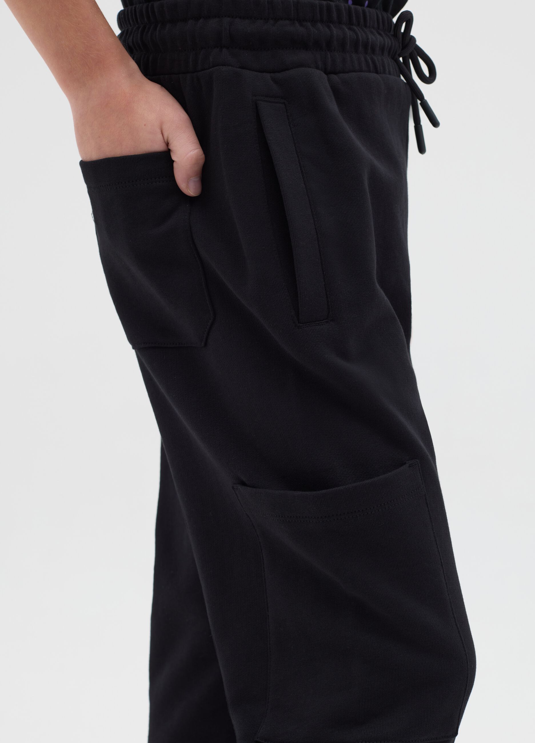Cotton joggers with drawstring and print
