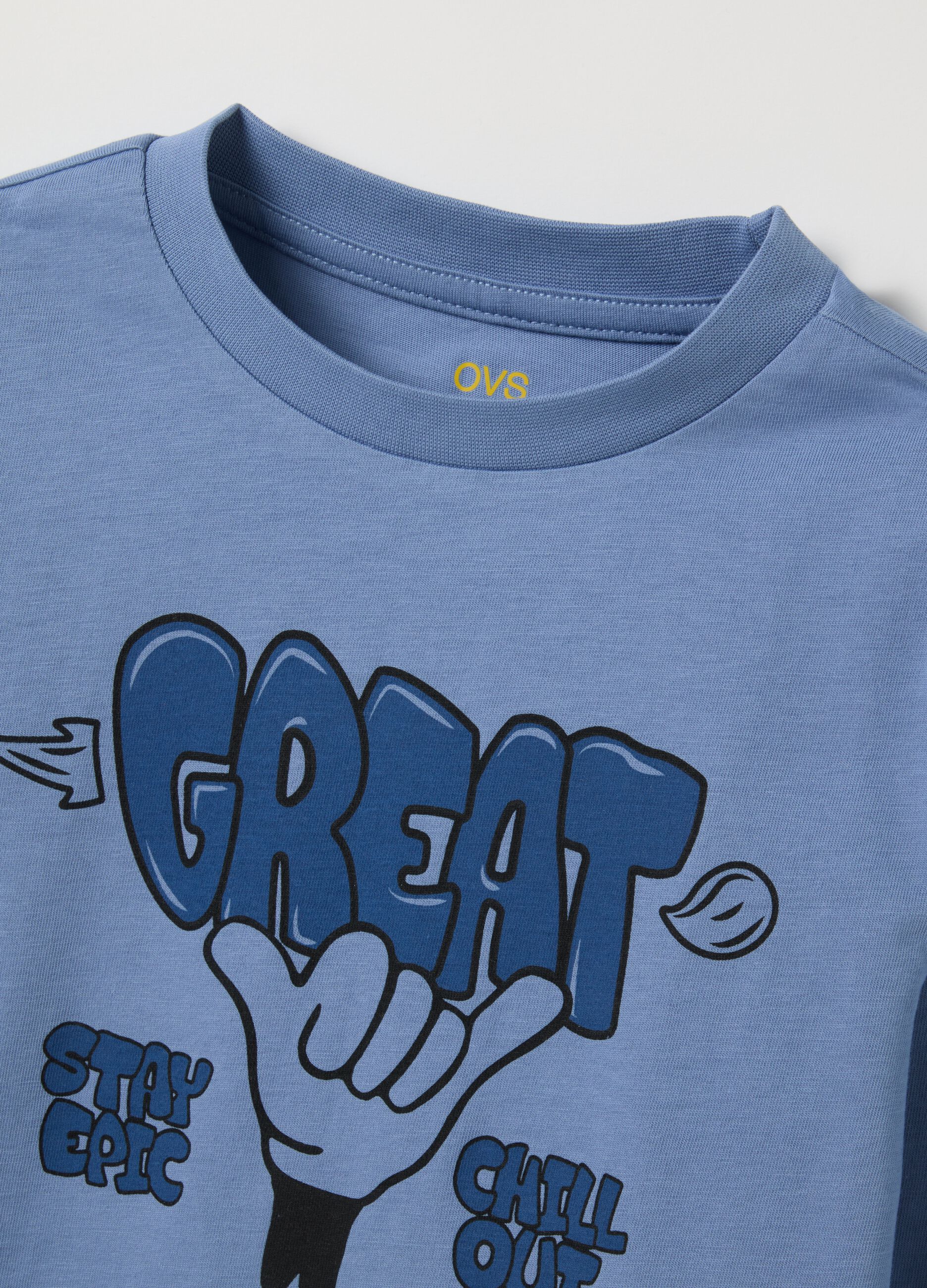 Blue pure cotton children's t-shirt
