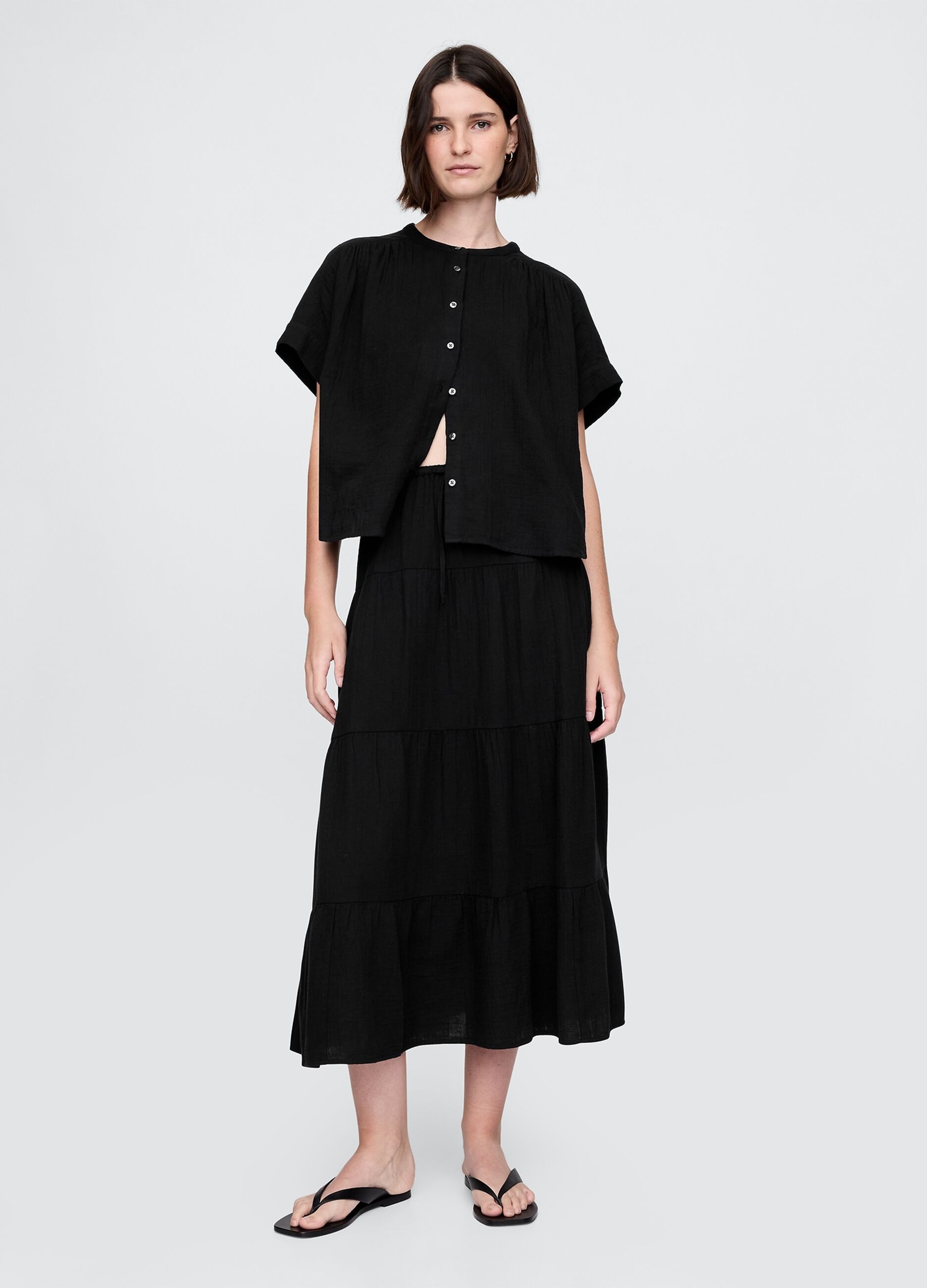 Black summer set with top and long skirt