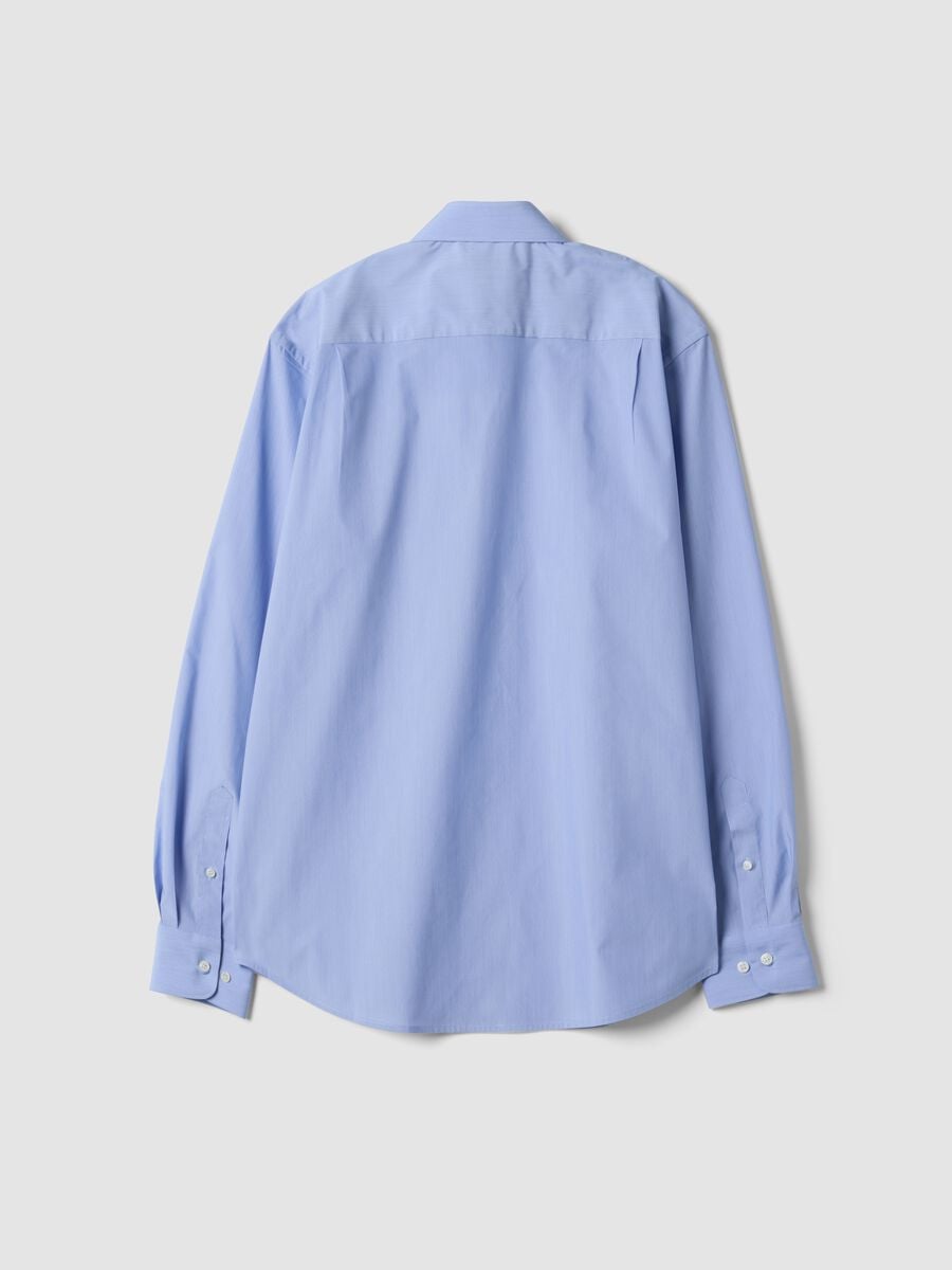 Camicia azzurra in misto lyocell con collo francese easy iron_2