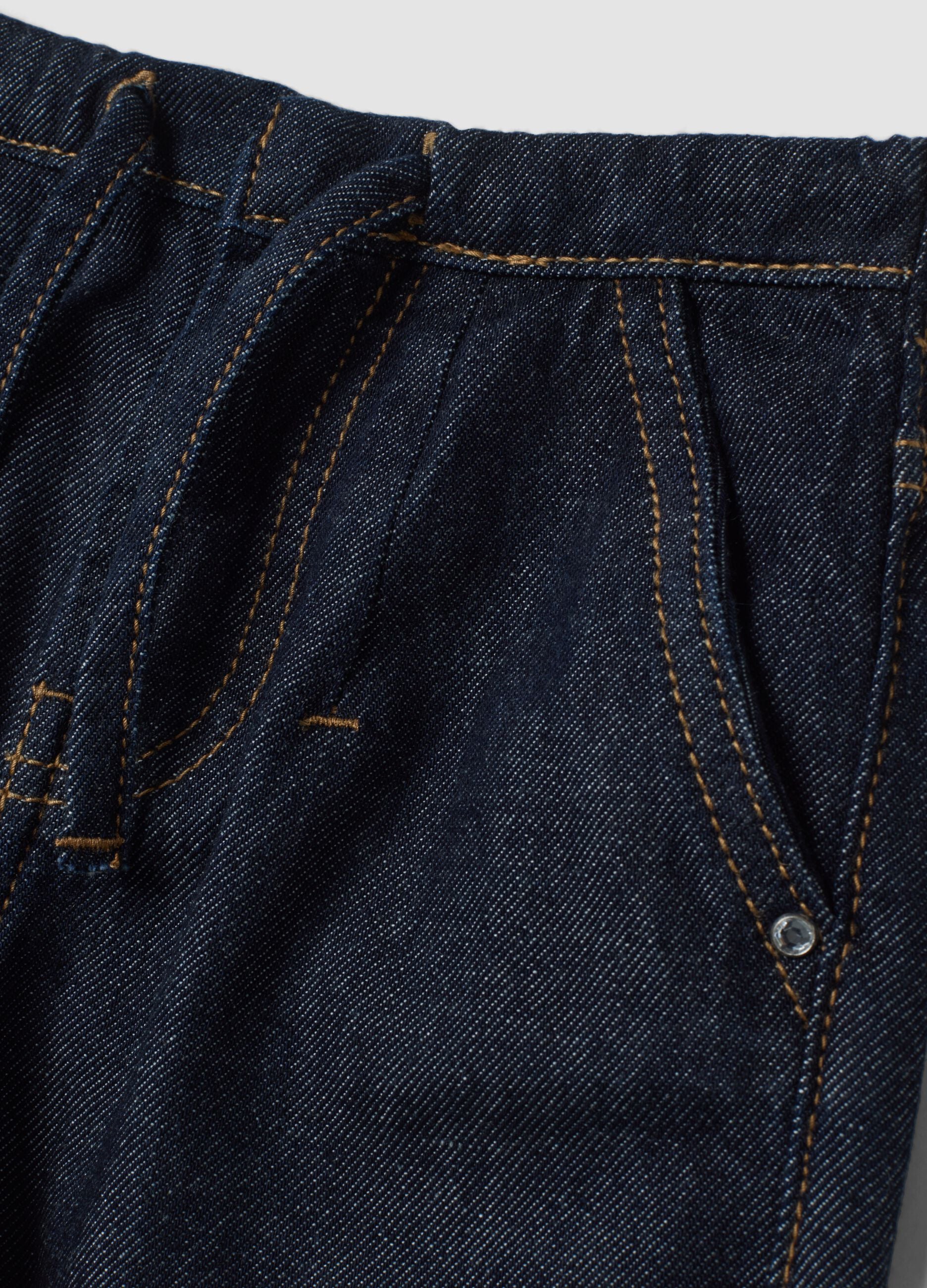 Dark blue wide-leg pure cotton jeans