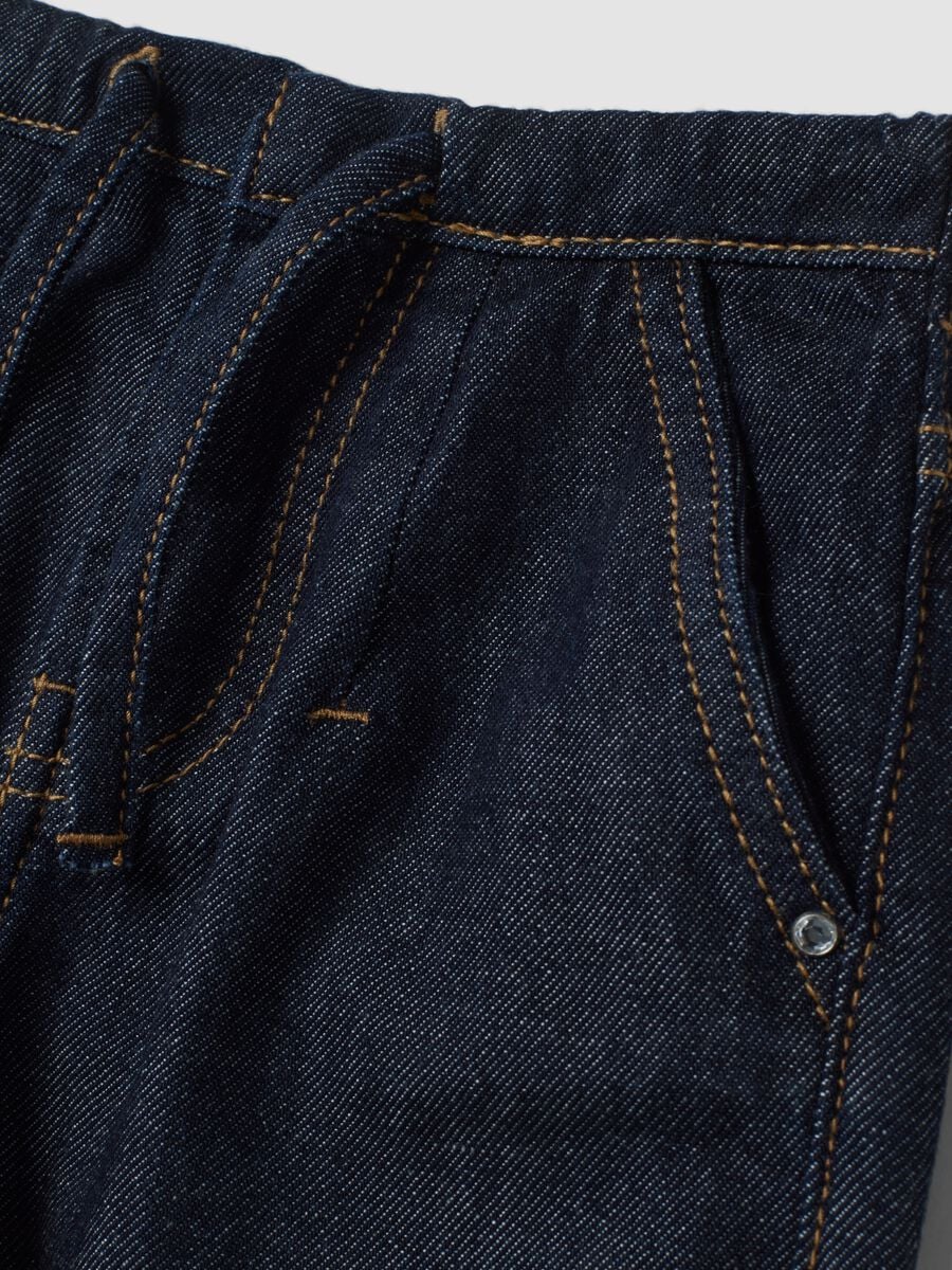 Jeans blu scuro wide leg in puro cotone_2