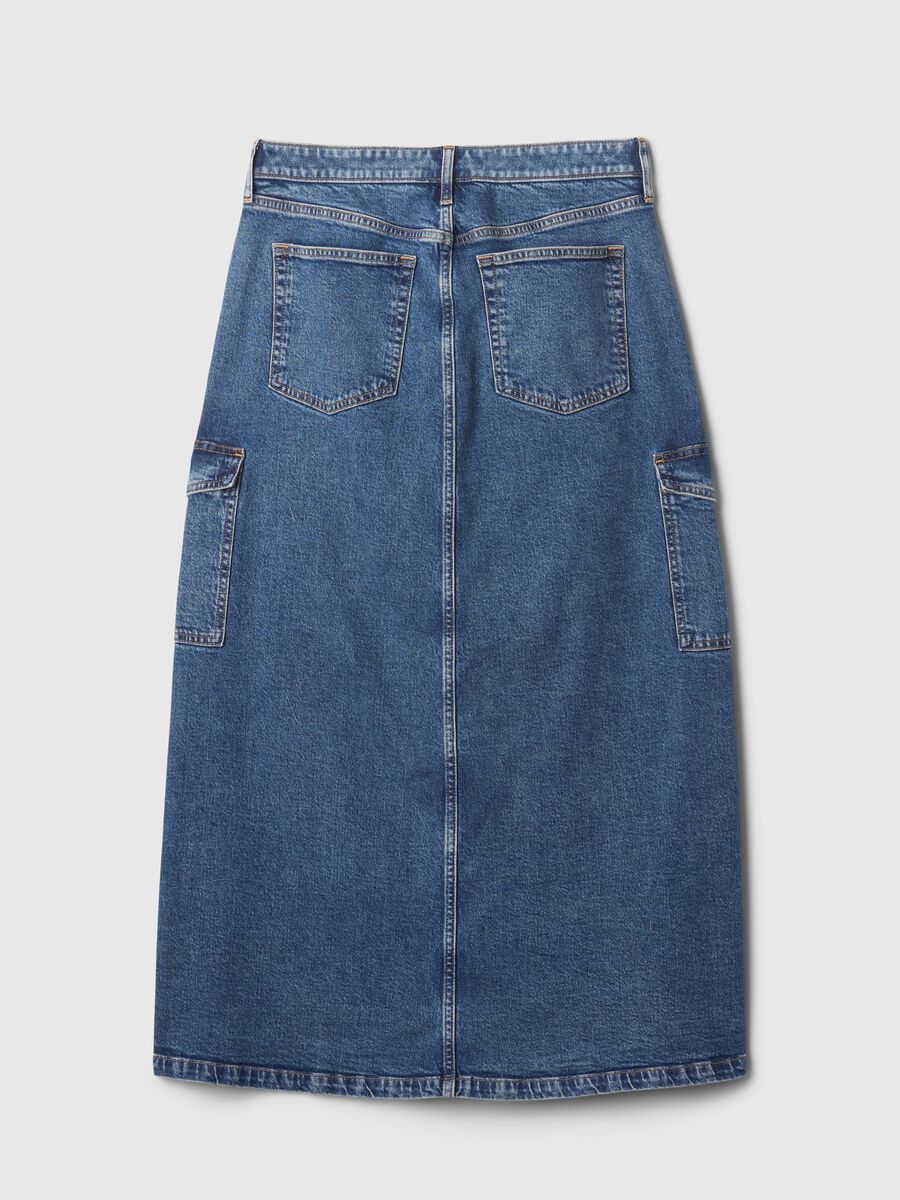 Gonna lunga cargo in denim_4