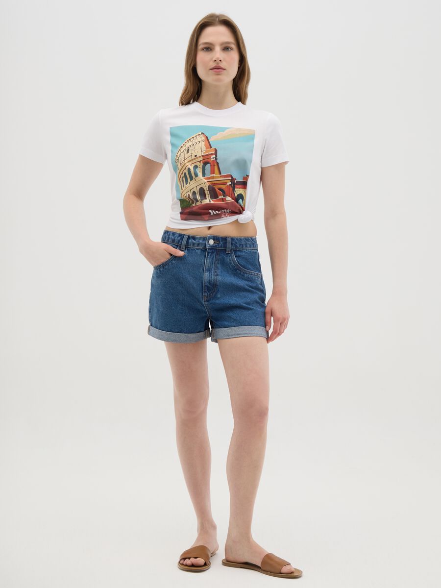 Women's regular fit pure cotton denim shorts_0