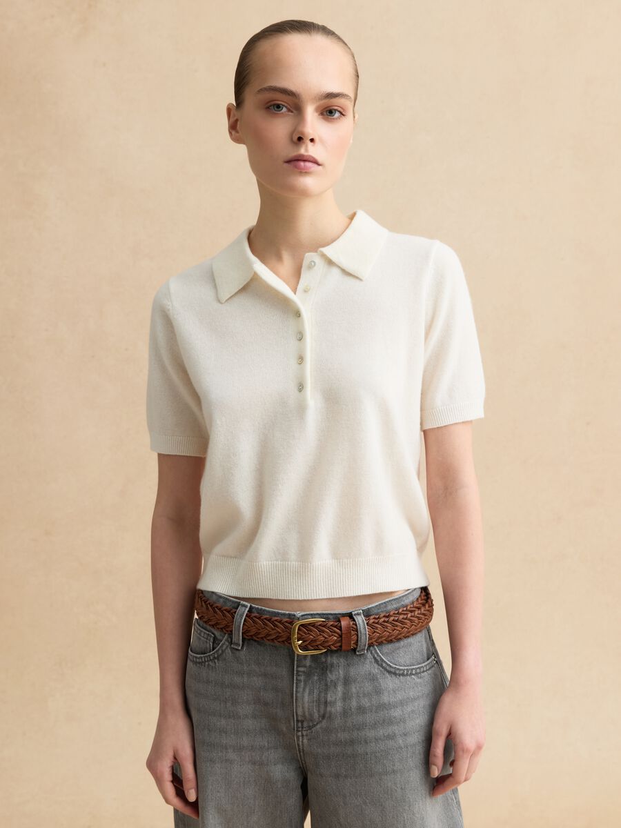 White pure wool polo neck regular fit sweater_1