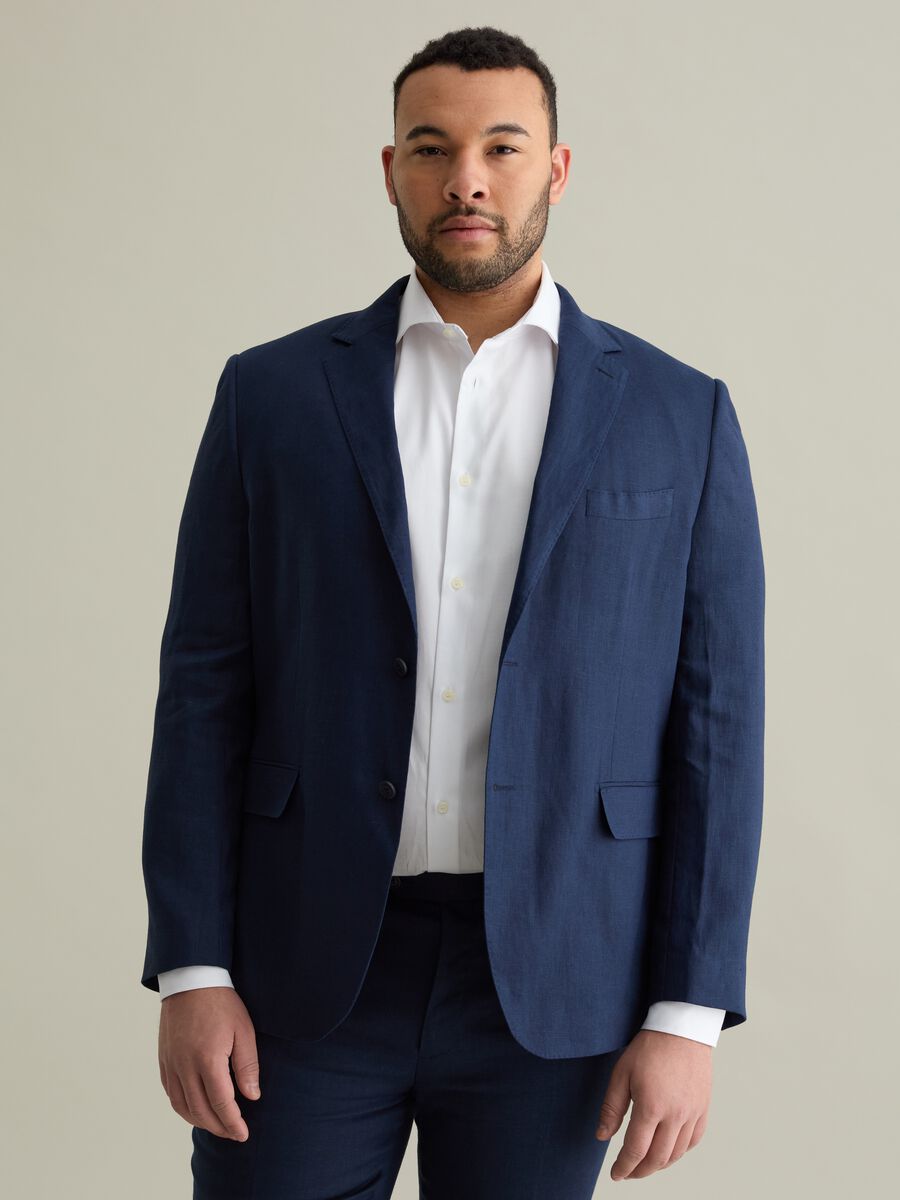 Oversized blazer in linen_0