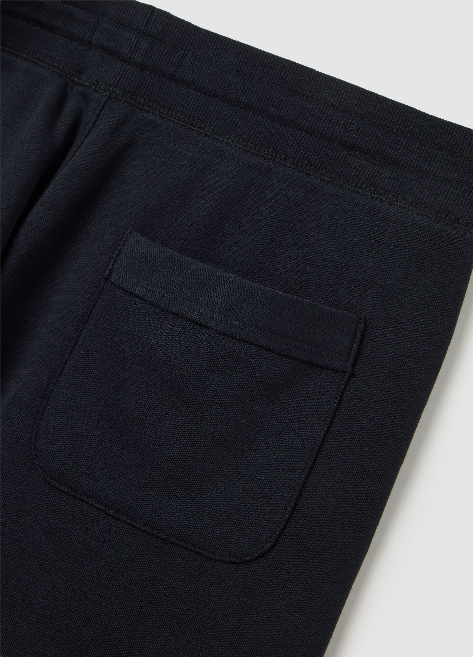 Pantaloncini da uomo in cotone elasticizzato nero regular fit regolabile
