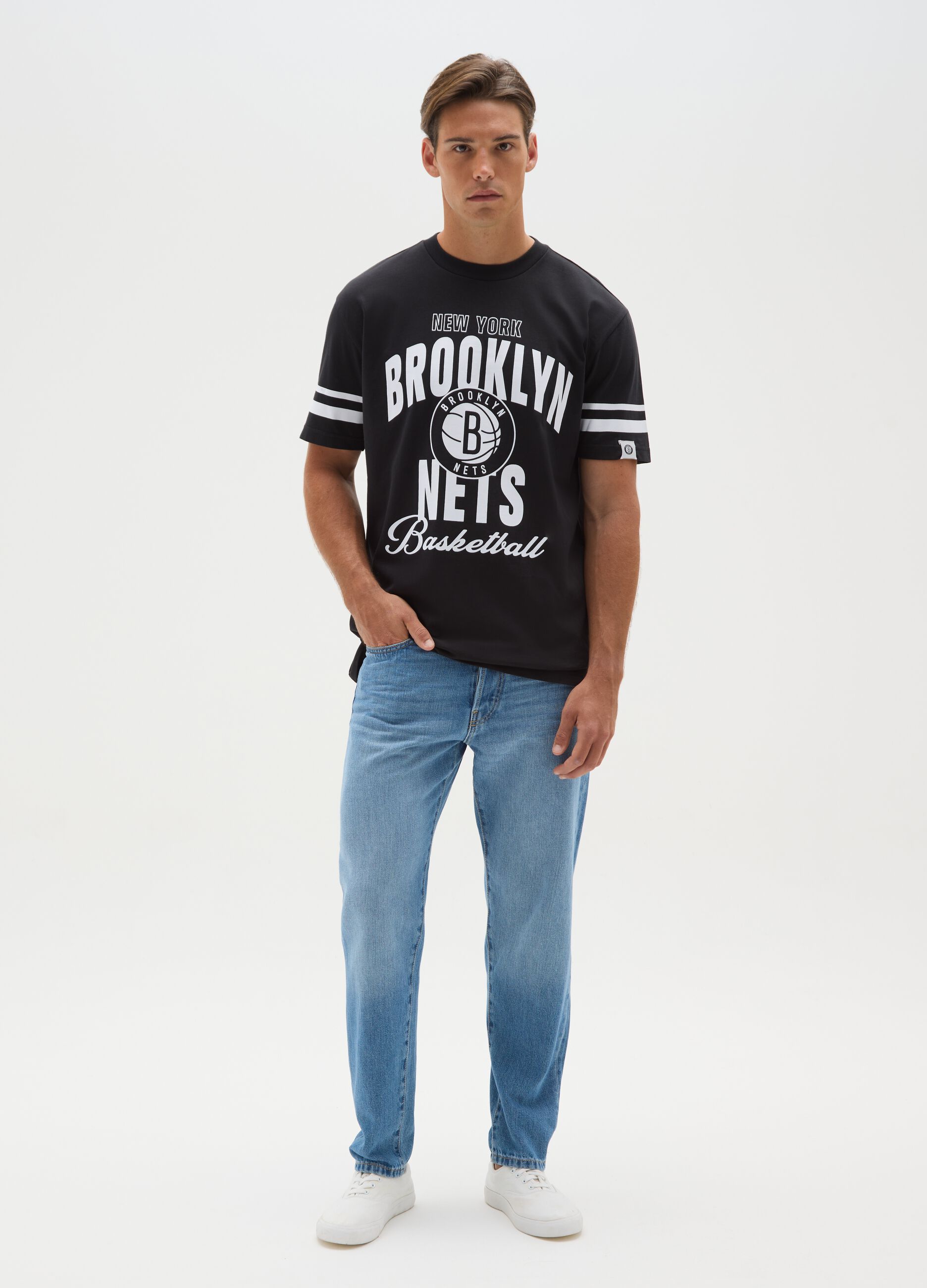 T-shirt in puro cotone multicolor con stampa NBA
