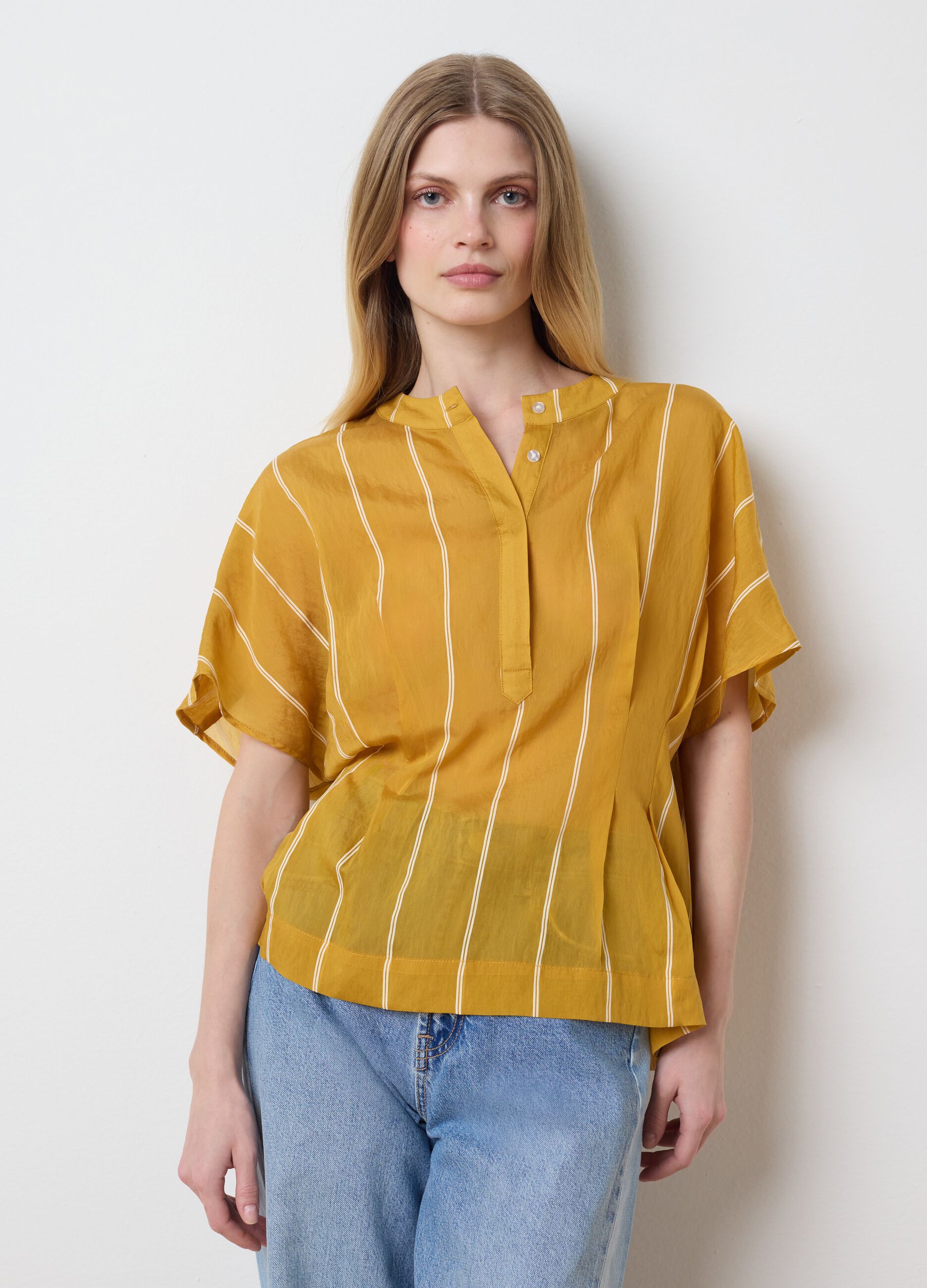Striped blouse with kimono sleeves