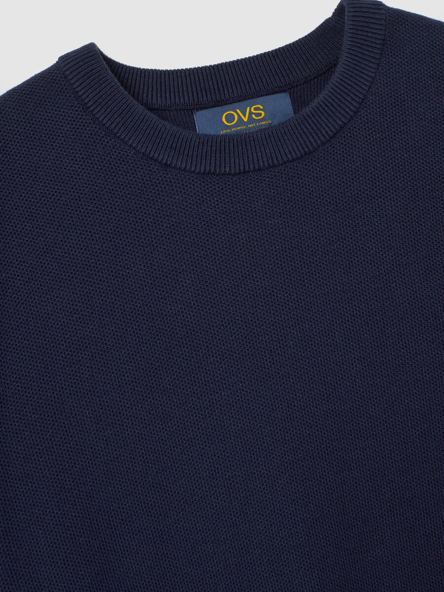 Blue cotton blend jumper regular fit_5