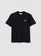 Black relaxed-fit pure cotton T-shirt with embroidered slogan_0