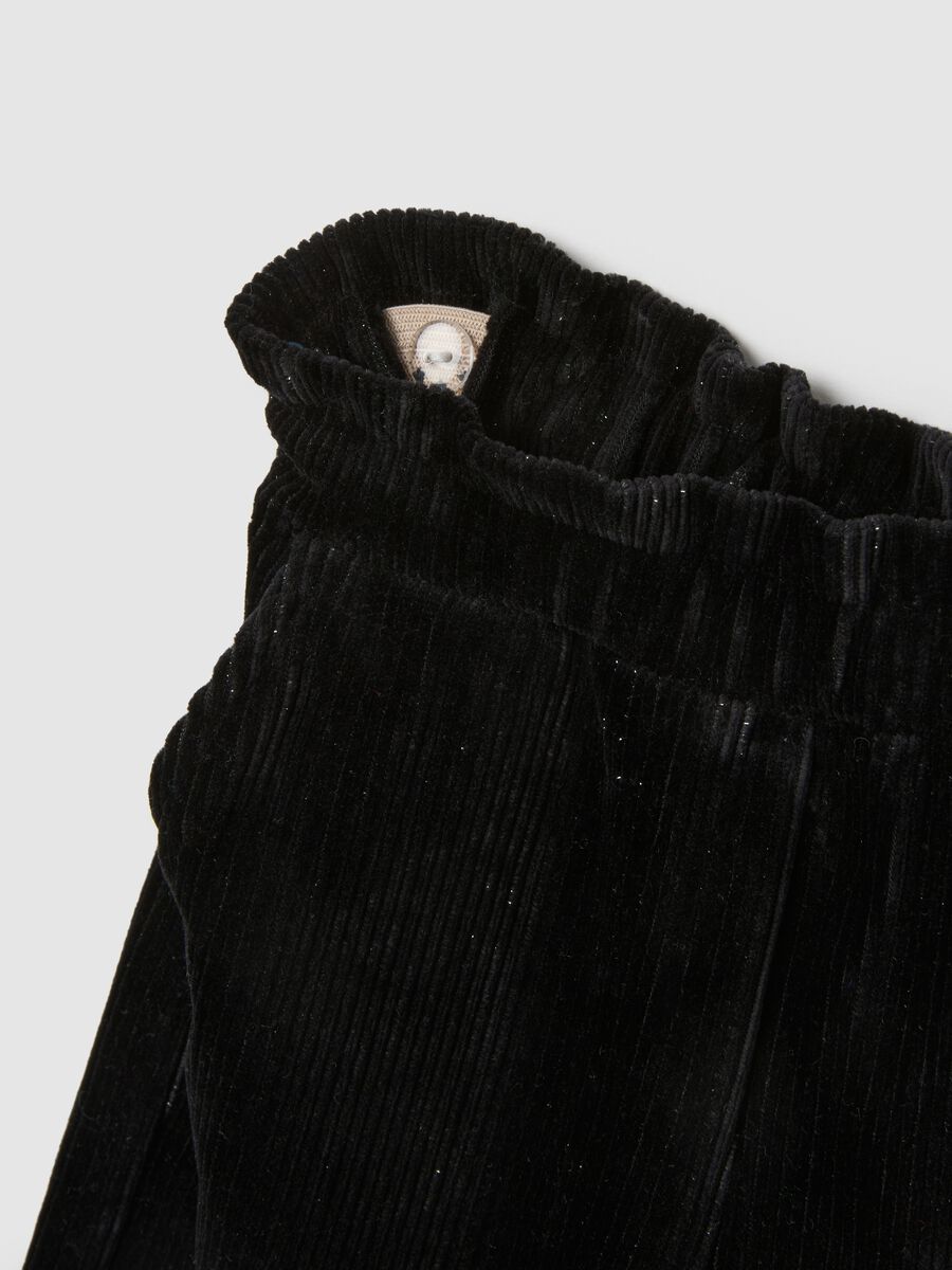 Girls' Wide Black Cotton Blend Trousers_1