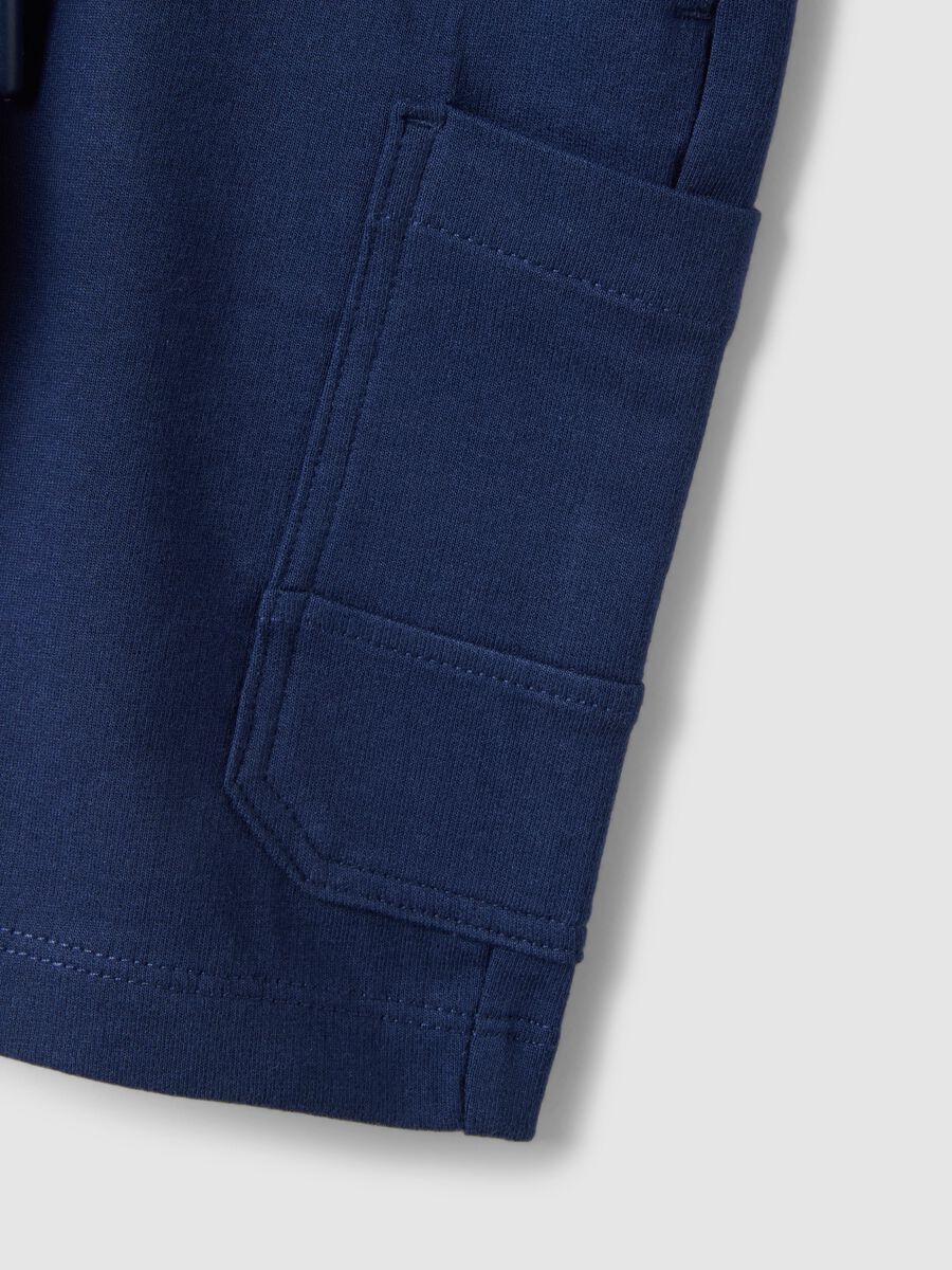 Pantaloncini in puro cotone blu da bambino regular fit_2