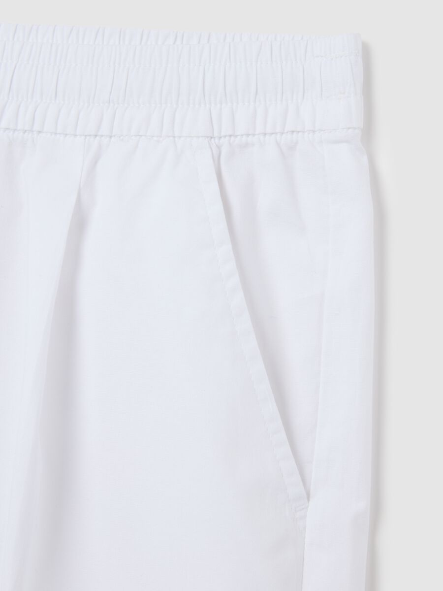 Women's White Stretch Cotton Regular Fit Shorts_5