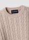 Beige cable-knit wool-blend crew-neck jumper, regular fit_5