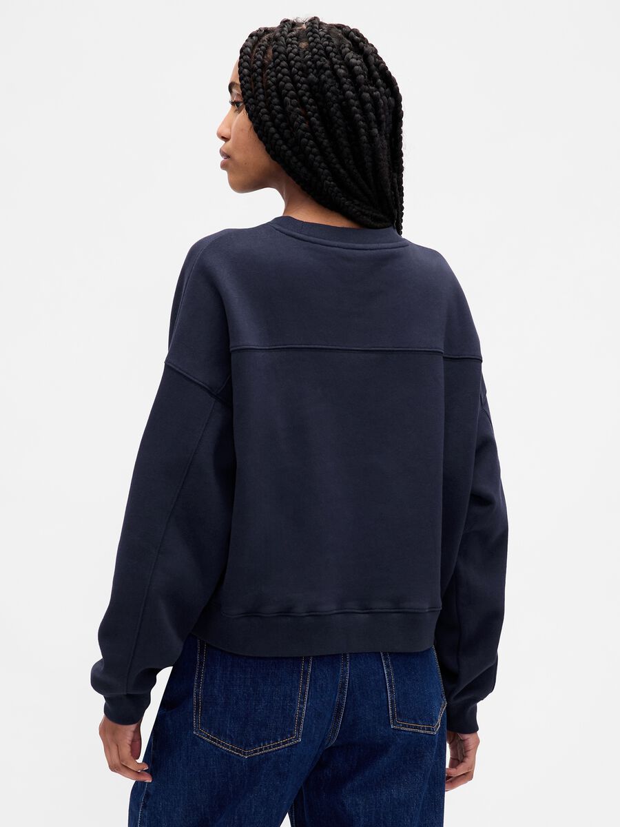 Blue Sweatshirt with Text in Cotton Blend_1
