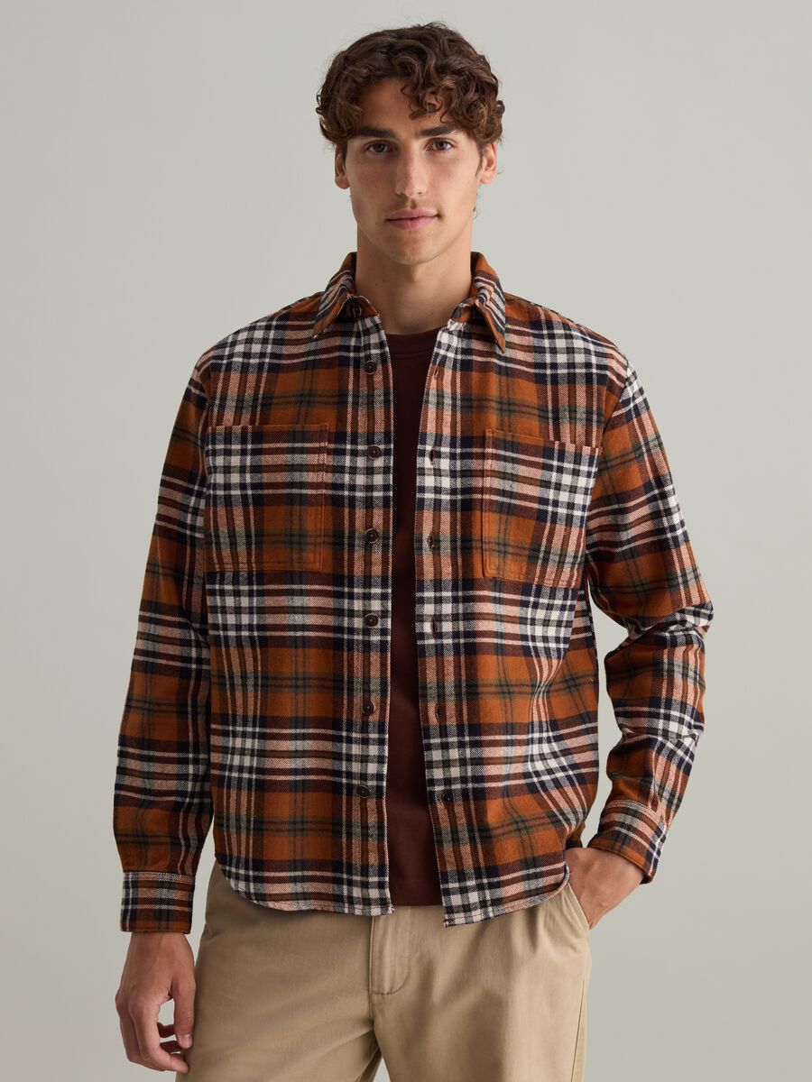 Shacket in flannel with check pattern_0