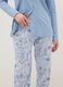 Blue pyjamas in pure cotton regular fit with floral details_3